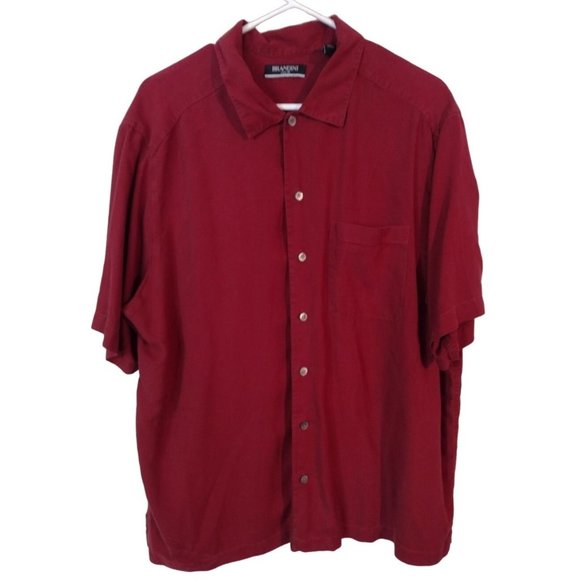 Men's XL‎ Pure Silk Brandini Short Sleeve Button Up - Picture 1 of 6